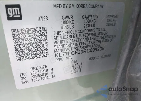 2024 Chevrolet Trax Fwd 1Rs from USA, damaged, VIN KL77LGE23RC099236